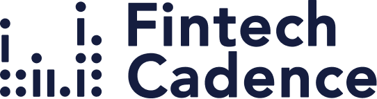 Fintech Cadence logo with stylized dots and bars forming abstract shapes next to text.